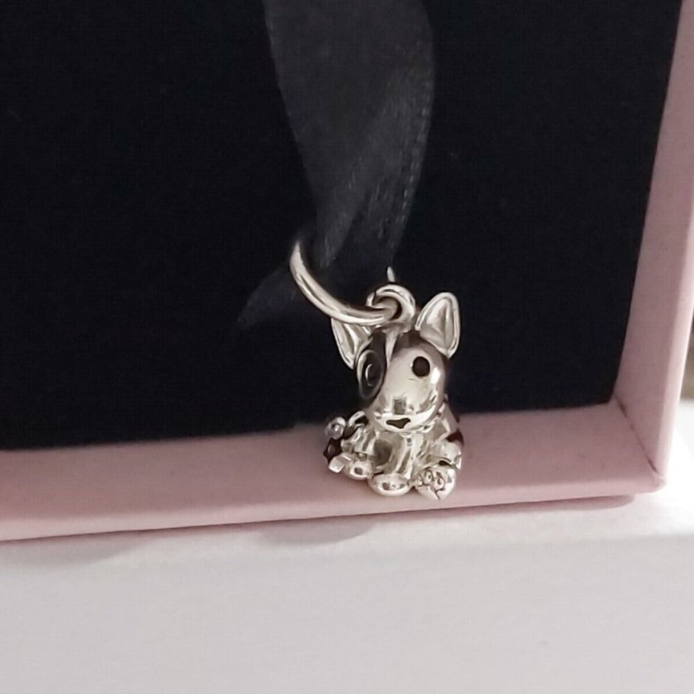 Authentic PANDORA Sterling Silver Bulldog Terrier Puppy Dangle 798010EN16